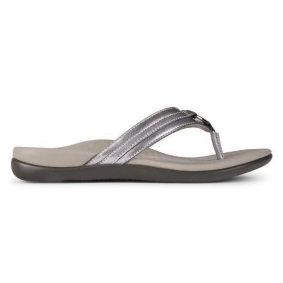 Vionic Tide Aloe Toe Post Sandal Pewter Leather - Picture 7 of 10